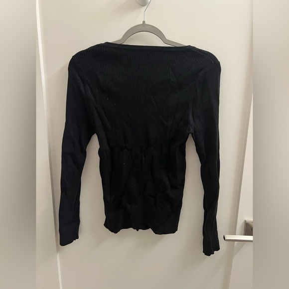 Lucy Paris Asymmetric Neckline Long Sleeve Top in Black - Picture 3 of 3